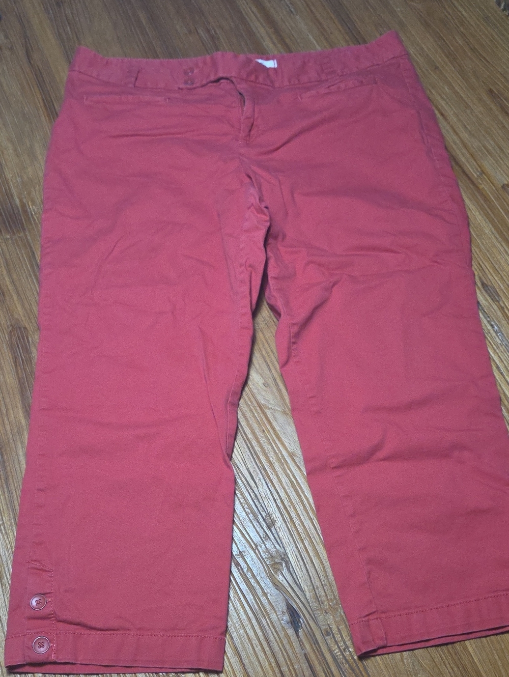 LOFT Men's Coral-Red Stretch Chino Capris